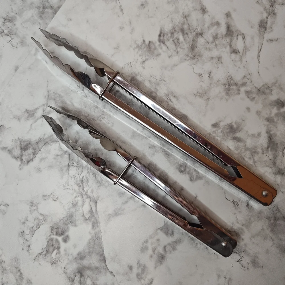 Set of 2 Stainless Steel Kitchen Tongs Grill Chefstyle